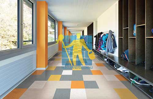 Canberra school with grey and orange tile floor