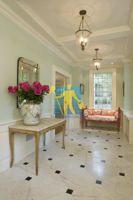 Sydney entry hall with new marble tile floor