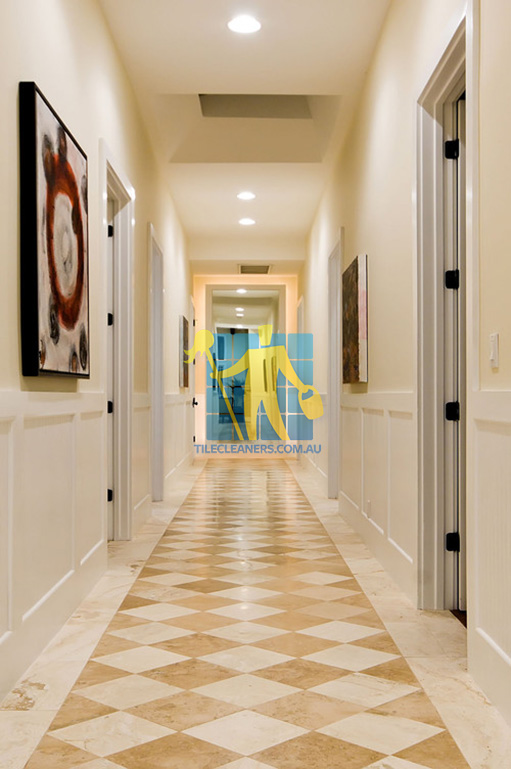 Canberra marble tiles in hallway with traditional design pattern different colors 