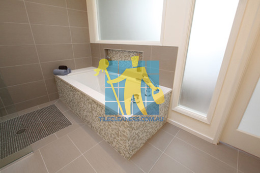 Mandurah contemporary bathroom with bath tub brown beige color with white grout
