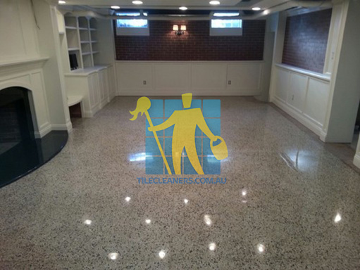 terrazzo tiles polished light color in modern basement Cairns