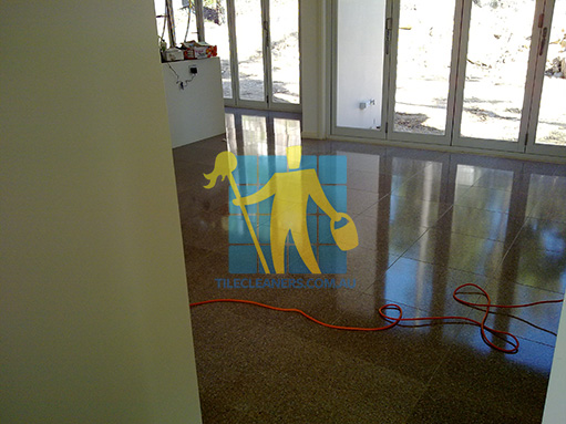 terrazzo tiles with light shadow from windows during cleaning job Sunshine Coast