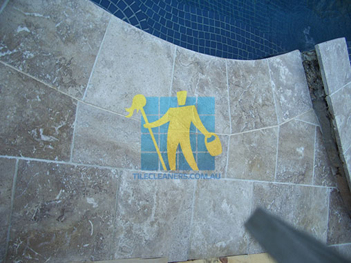 outdoor pool travertine tiles sealed 