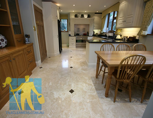 Hobart Polished Travertine Stone Tile Floor Kitchen & Dining Sealed