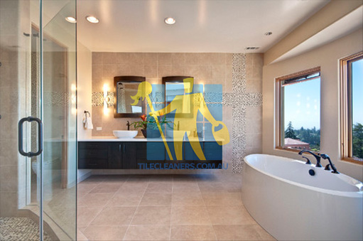 modern contemporary bathroom with floor to ceiling porcelain tiles O Halloran Hill