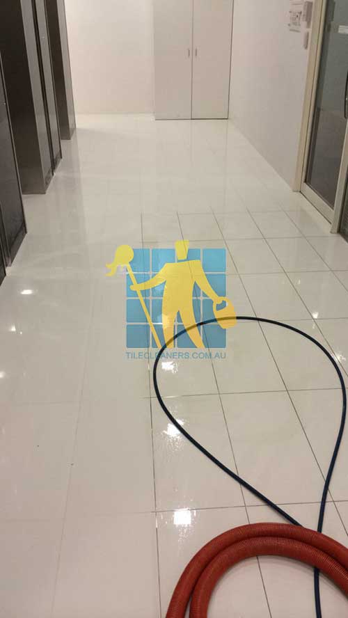Cavan white porcelain floor before and after cleaning and sealing