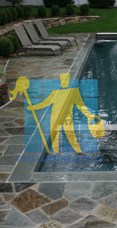 Brisbane Moreton Bay Region Deception Bay bluestone tiles around swimming eclectic pool irregular shapes cement grout