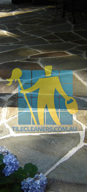 Sydney Olympic Park/Inner West bluestone tiles irregular pattern white cement grout traditional patio