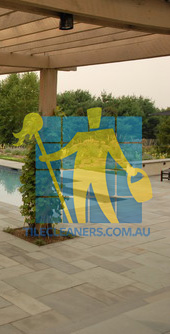 Brisbane/Inner Suburbs bluestone tiles outdoor around contemporary pool light copping