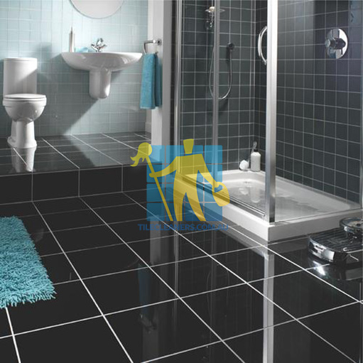 Charles Sturt natural black granite floor tiles large bathroom shower