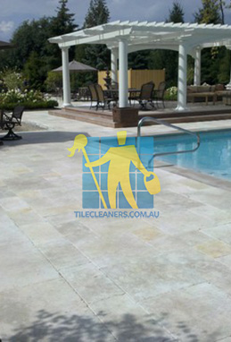 paving stone tumbled marble with bluestone coping traditional pool Adelaide Airport/Mitcham