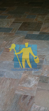 clean slate tiles unsealed after stripping and cleaning before sealing large room Brisbane Moreton Bay Region Deception Bay/Redland