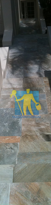 clean slate tiles unsealed after stripping and cleaning outdoor entry stairs SydneySouth Western SydneyNorthern BeachesFairlightCBDCircular QuayThe Forest SydneySouth Western SydneyNorthern BeachesFairlightCBDCircular Quay/Macarthur/Camden South