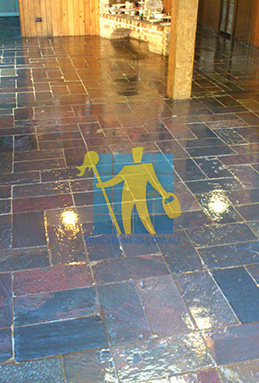 large area of slate tiles after sealing with glossy sealer empty room irregular pattern Sydney/Perth/Swan/favicon.ico