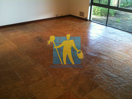 Direk slate tiles in room sealed with impregnating waterbased slate sealer no shine