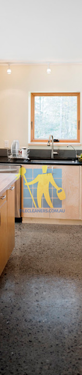 terrazzo tiles kitchen floor dark contemporary kitchen no grout Melbourne/Moonee Valley