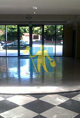 terrazzo tiles building entrance empty before cleaning dirty shadow Melbourne/Melton