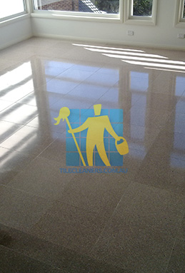 terrazzo tiles floor empty room with fireplace light shadow squares Canberra/Canberra Central/City