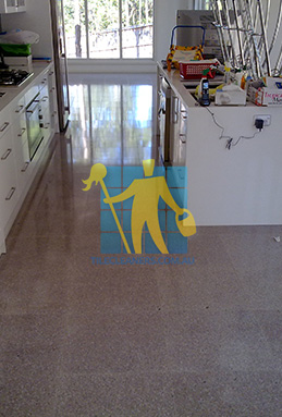 terrazzo tiles indoors large room large windows shodow during cleaning Gold Coast/Currumbin