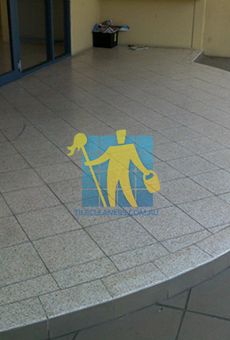 terrazzo tiles outdoor floor entrance curved dirty before cleaning Sydney/Perth/Kalamunda/Bickley