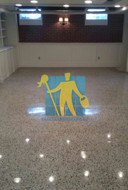 terrazzo tiles polished light color in modern basement Canberra/Molonglo Valley/Coombs