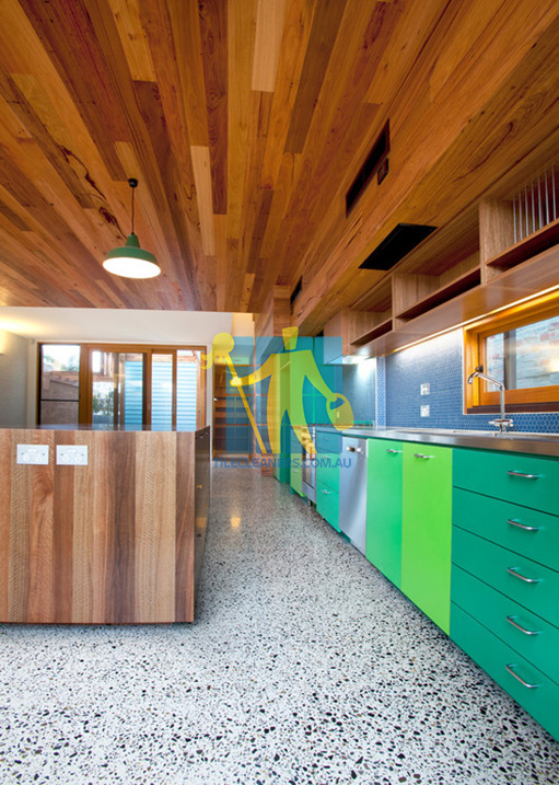 terrazzo tiles long hallway cupboards cabinets Adelaide