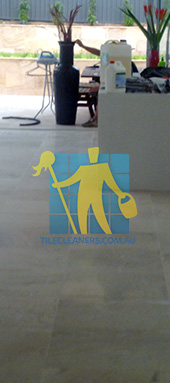 travertine tiles in large empty livingtoom large tiles after cleaning by tile cleaners Sydney/Perth/Stirling/Nollamara