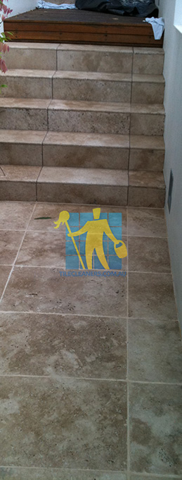 stone tiles outdoor stairs dirty before cleaning Brisbane Moreton Bay Region Deception Bay/Southern Suburbs/Mansfield