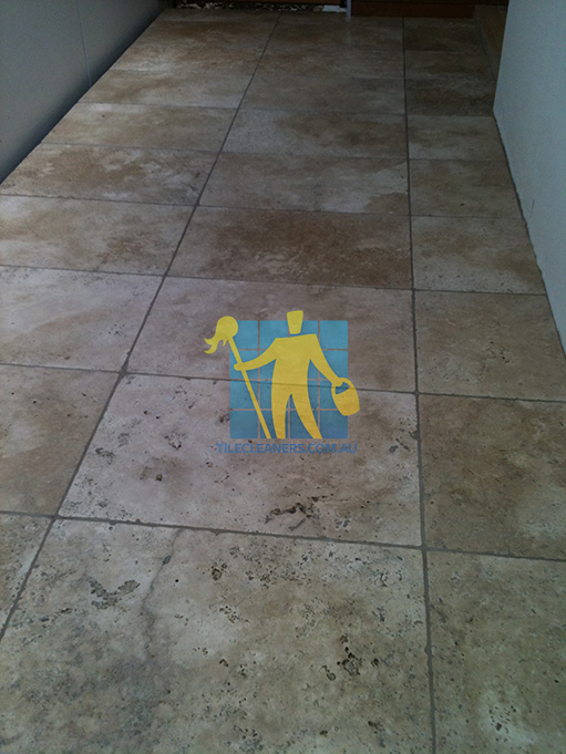 stone tile dirty tile grout before cleaning white Fannie Bay