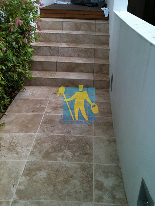 stone tiles outdoor stairs dirty before cleaning Lanefield